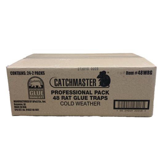 Catchmaster Rodent Trap Cold Temperature features a specially formulated adhesive that remains effective in temperatures as low as 0° F. Unlike standard glue traps, it performs reliably in unheated garages, basements during winter, and commercial walk-in refrigerators where typical traps fail. This makes it a superior solution for cold environments requiring consistent and professional rodent control.