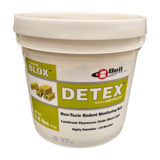White container of Detex with Lumintrail by Bell Laboratories on a white background