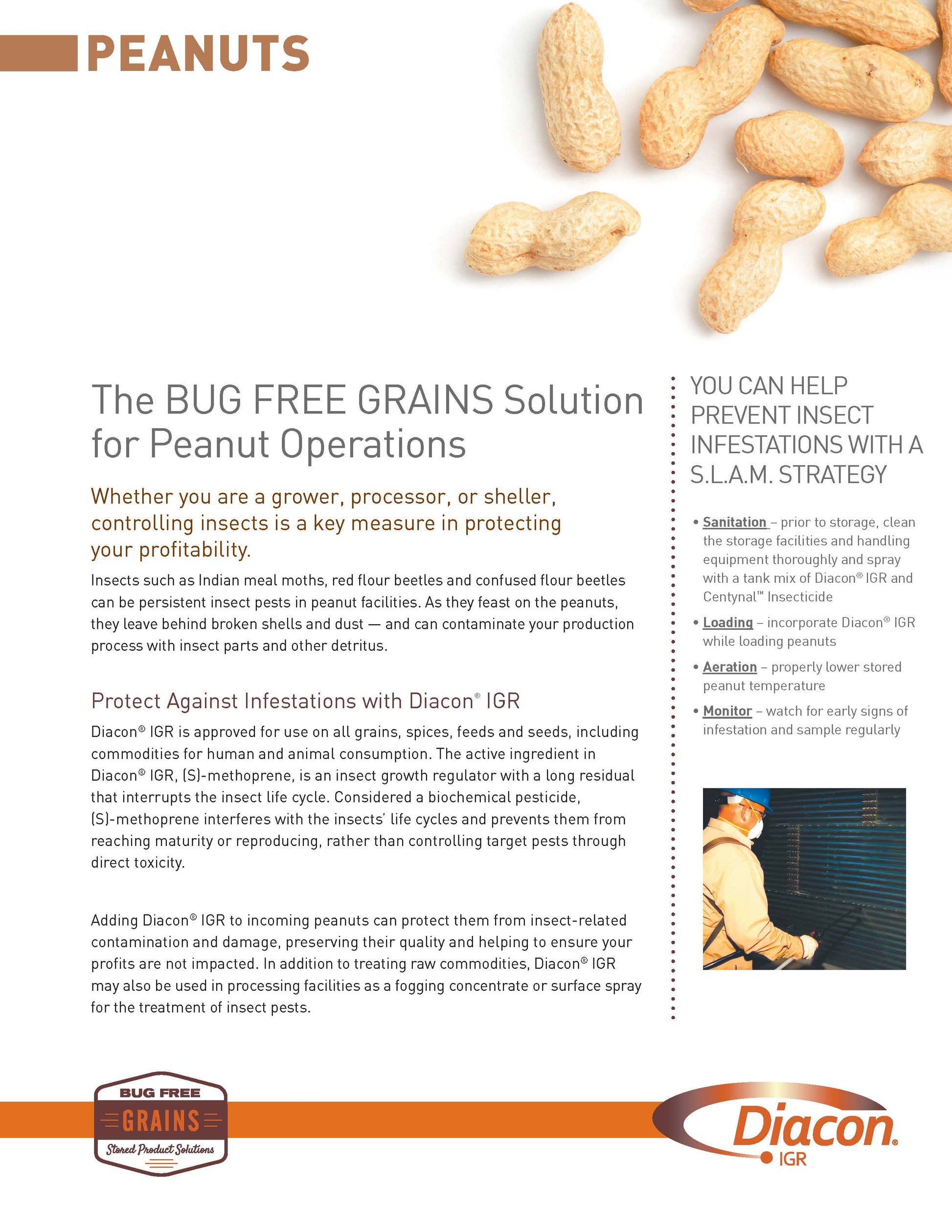 Diacon IGR is a specialized grain protection solution designed to control stored product pests effectively. Utilizing an insect growth regulator (IGR), it disrupts the development cycle of pests without immediate toxicity, reducing populations over time and preventing infestations.