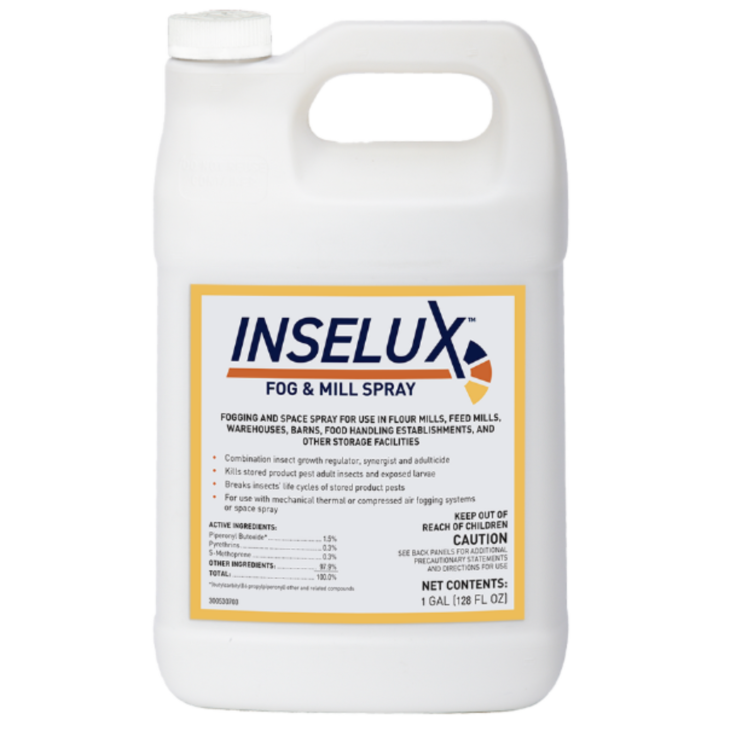A white plastic spray bottle with a label that includes the brand name 'INSELUX' and the product name 'FOG & MILL SPRAY'.