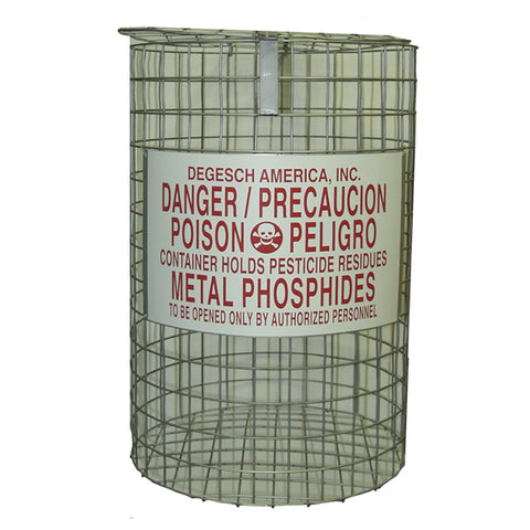 Wire phosphine deactivation basket for spent fumigant disposal