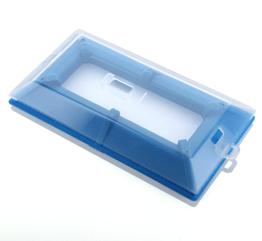 A blue and clear plastic All Beetle trap with a sturdy polypropylene base, designed for insect control.