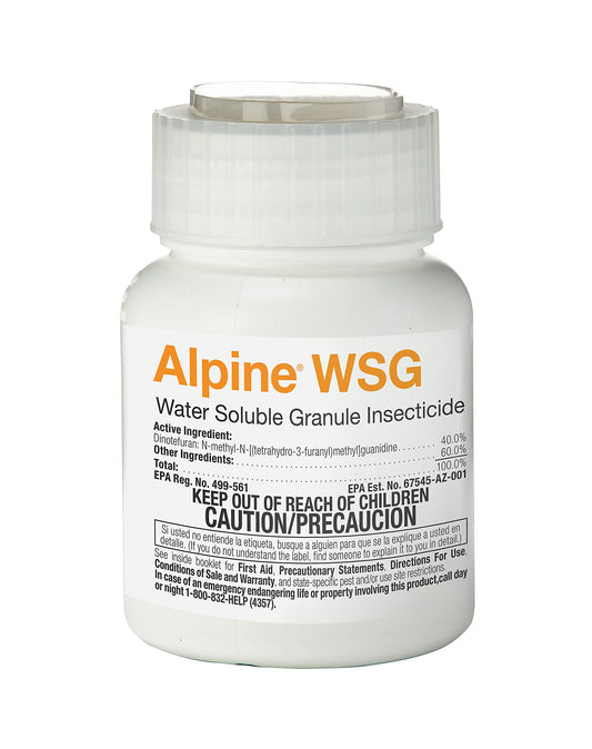 Alpine WSG is a clear, odorless solution for controlling pests on surfaces and broadcast areas. It is non-repellent, safe for food handling environments, easy to mix, and won’t clog equipment.