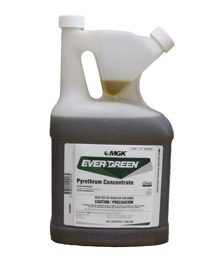 EverGreen Pyrethrum Concentrate is OMRI listed for organic use and quickly knocks down over 140 pests. It effectively flushes out and controls cockroaches, stored product pests, flies, mosquitoes, spiders, ants, and fleas.