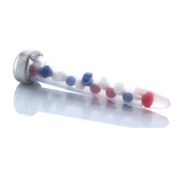 A set of multi-species bullet lures for pest control, consisting of a clear tube with colored bullets in red, blue, and white.