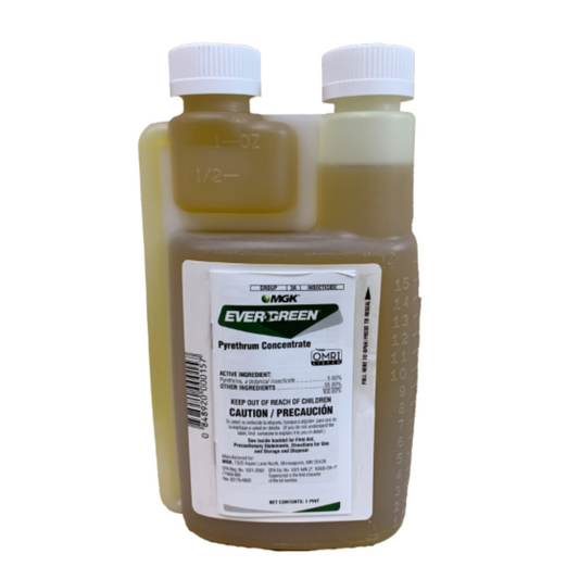 EverGreen Pyrethrum Concentrate is OMRI listed for organic use and quickly knocks down over 140 pests. It effectively flushes out and controls cockroaches, stored product pests, flies, mosquitoes, spiders, ants, and fleas.