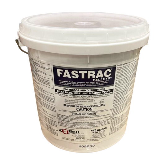 Fastrac Loose Pellets (6lb Pail) contain Bromethalin for fast and effective control of rats and mice.