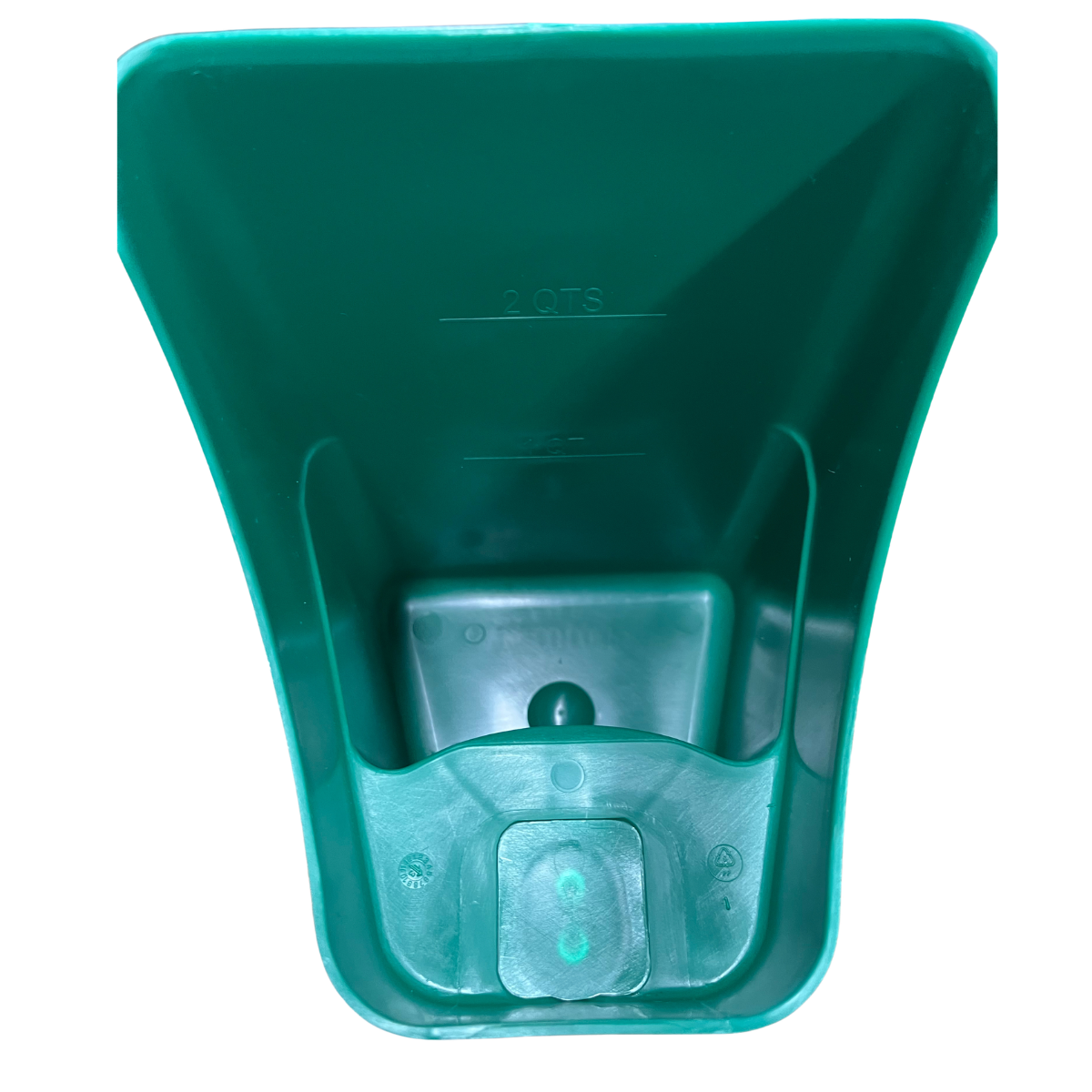Green Insecto dry applicator scoop for applying dry grain protectant to stored grain