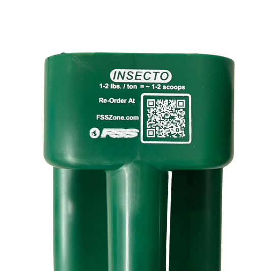 Easy-to-use green Insecto dry applicator scoop for grain protectant application