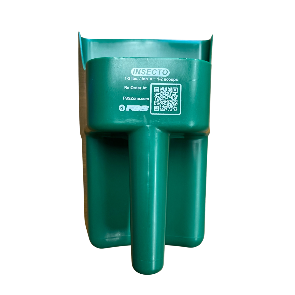 Insecto dry applicator scoop — green grain-protectant measuring and dispensing scoop