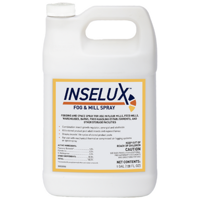 A white plastic spray bottle with a label that includes the brand name 'INSELUX' and the product name 'FOG & MILL SPRAY'.
