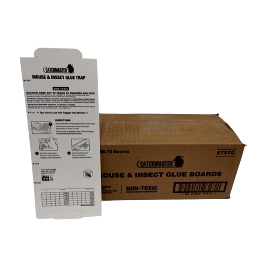 Each Box has 72 Glue Boards
For use in Catchmaster 612 Multi-Catch Mouse Trap, and in other traps like the Victor Tin Cat Mouse Trap. Situations where poisons or snap traps are prohibited or discouraged, Residential, commercial, or industrial buildings, indoors in places not readily accessible to pets and children.
Rats, mice, insects, reptiles such as snakes and lizards.