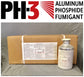 PH-3 Aluminum Phosphide Fumigant packaging with a bottle and box on a gray background
