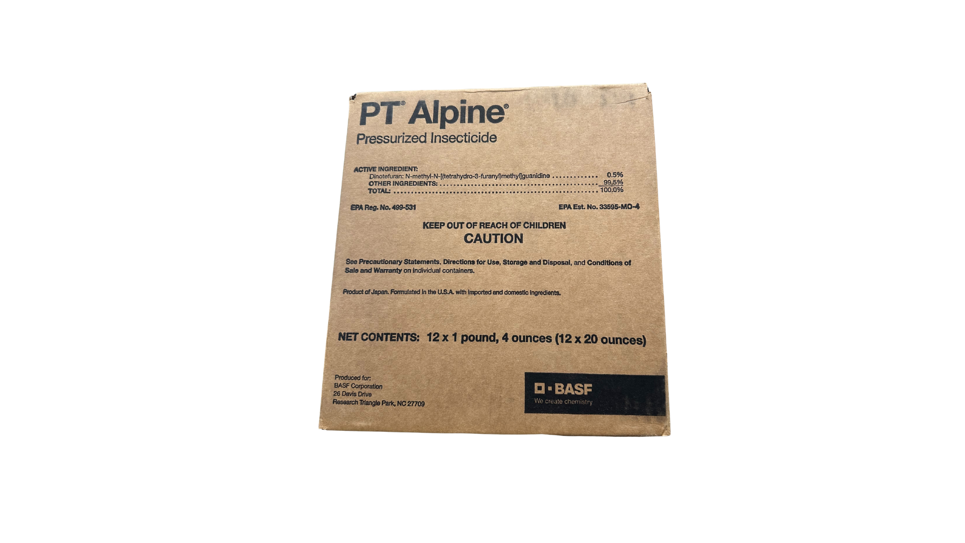 PT Alpine pressurized insecticide packaging on a white background