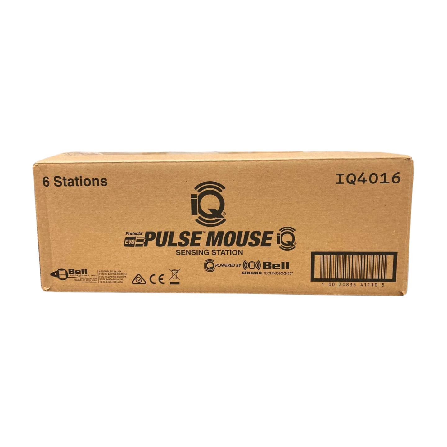 A gray mouse bait station with the brand name 'Protecta' and the product name 'Evo Pulse Mouse IQ Station' printed on it.