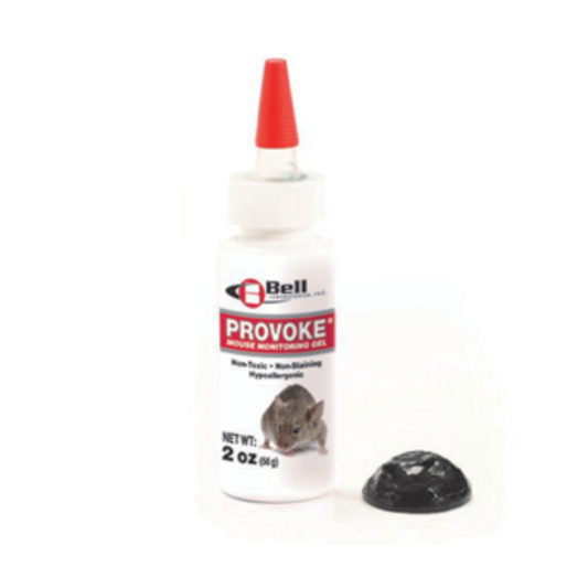 A bottle of Bell's Provoke Mouse Bait Gel with a red cap