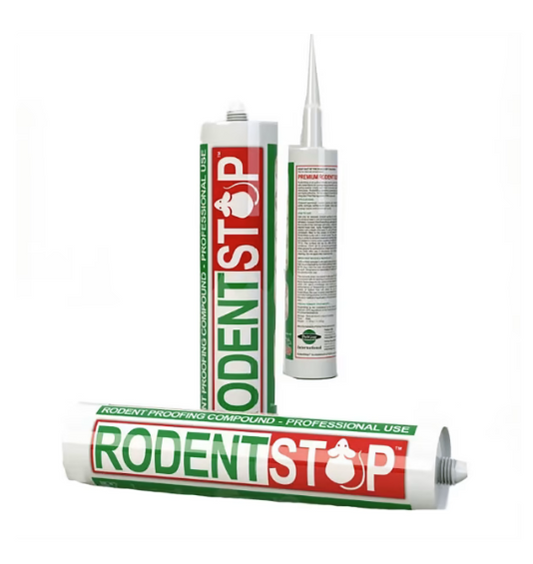 Tubes of Rodent Barrier Caulk, with branding and text indicating their purpose for pest control.