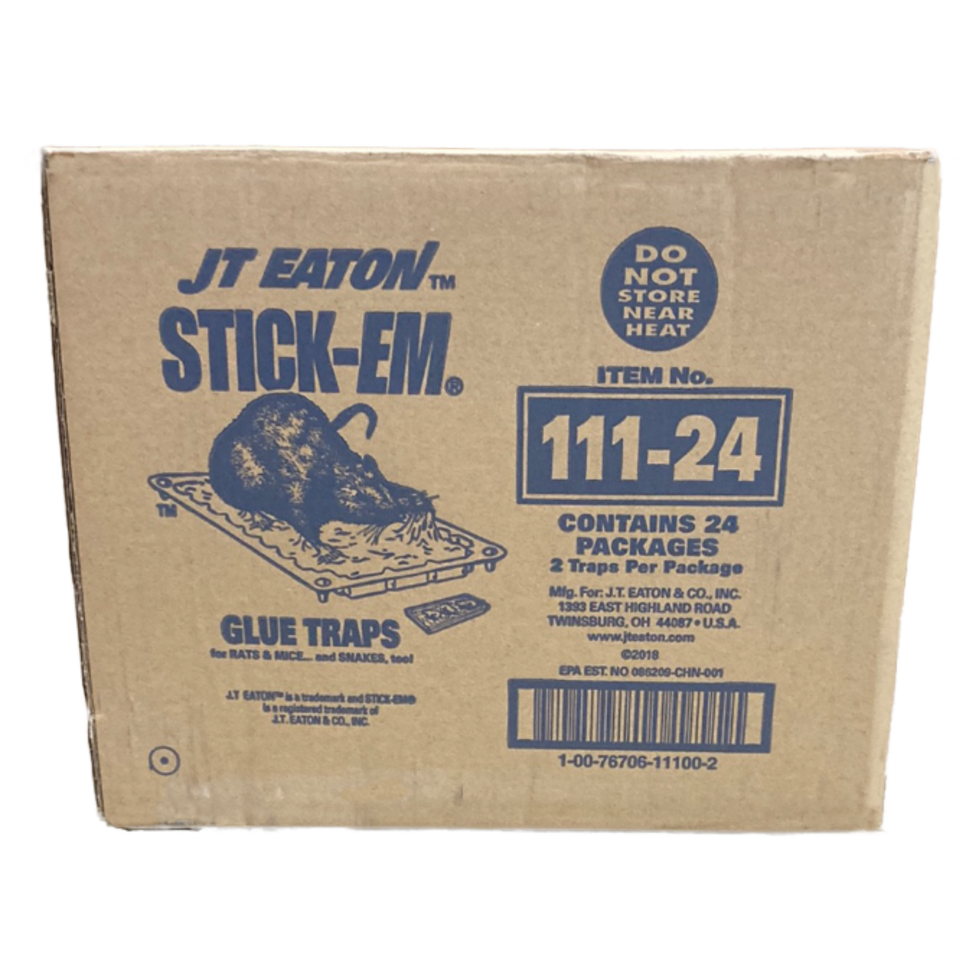 A package of JT Eaton Stick-'em glue traps for capturing pests such as mice and insects.