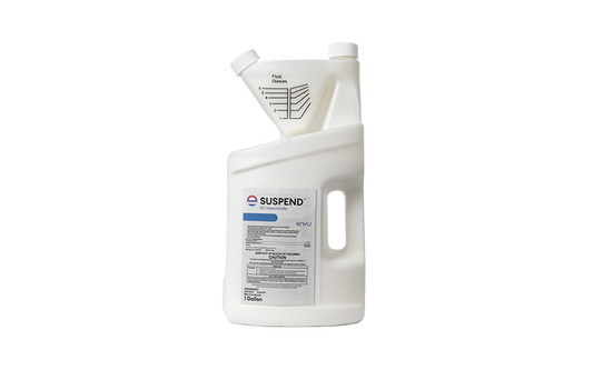 White bottle labeled 'Suspend' on a white background