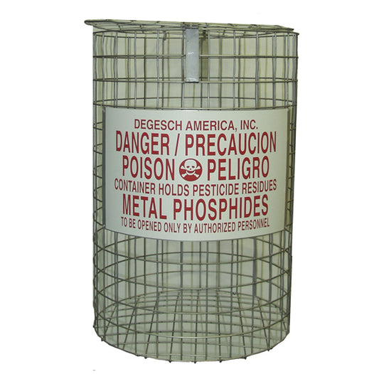 Wire phosphine deactivation basket for spent fumigant disposal