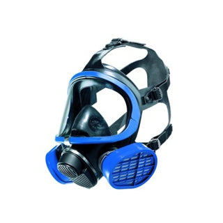  professional full-face gas mask designed for comfort and protection. Made from skin-friendly EPDM with multiple sealing layers, it fits securely on most faces. Its 180° panoramic lens and efficient ventilation provide clear vision and breathability, while the adjustable 5-point harness