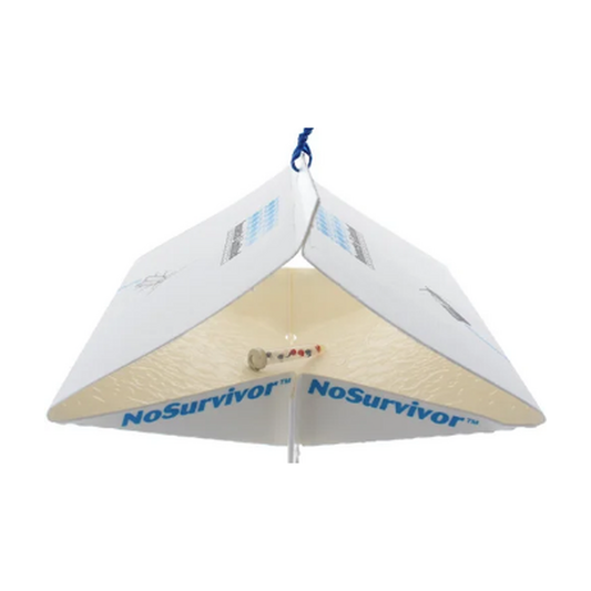 White NoSurvivor hanging trap with Angoumois grain moth pheromone lure