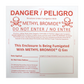 Methyl bromide Q Gas fumigation warning placard with bilingual danger notice