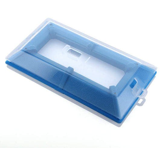 A blue and clear plastic All Beetle trap with a sturdy polypropylene base, designed for insect control.