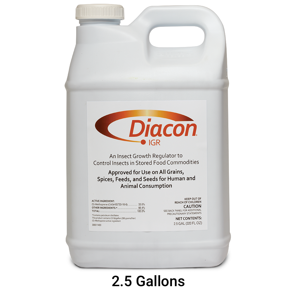 Diacon IGR is a specialized grain protection solution designed to control stored product pests effectively. Utilizing an insect growth regulator (IGR), it disrupts the development cycle of pests without immediate toxicity, reducing populations over time and preventing infestations. 