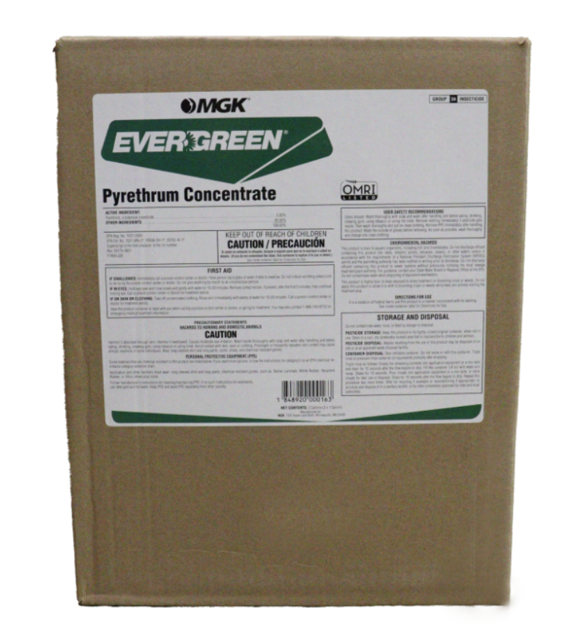 EverGreen Pyrethrum Concentrate is OMRI listed for organic use and quickly knocks down over 140 pests. It effectively flushes out and controls cockroaches, stored product pests, flies, mosquitoes, spiders, ants, and fleas.