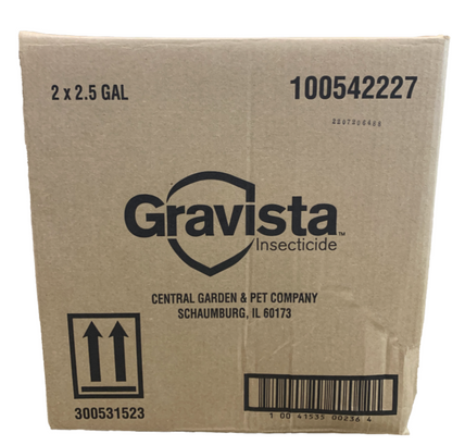 Case of Gravista liquid grain protectant, controls weevils, beetles and Indian meal moths in stored grain